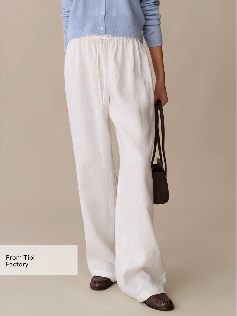 Few Moda Paloma White Linen Wide-Leg Pants Size Medium NWT